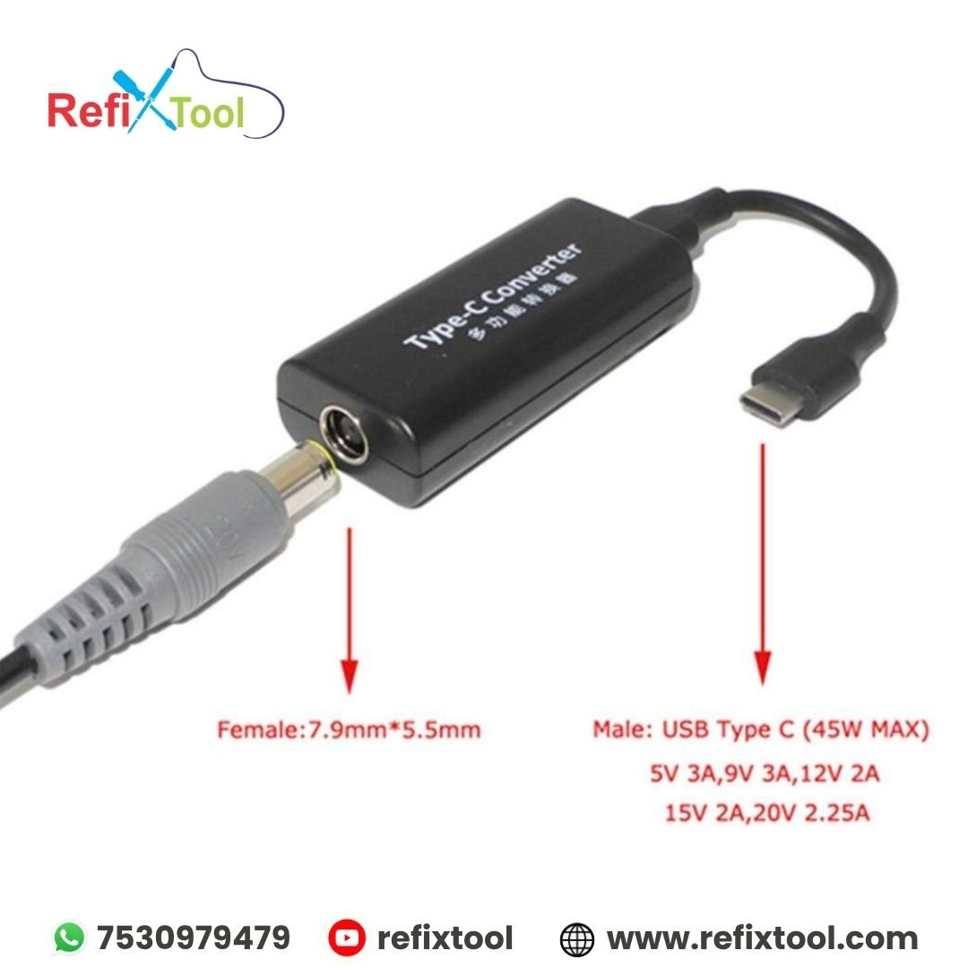 65W PD USB Type C to DC x mm Female Charging Adapter Cable for  MacBook, Dell XPS, Galaxy, Other Devices with USB-C Port
